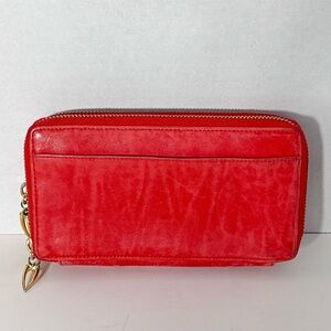 Tusk Red Leather Women’s Double Zip Wallet